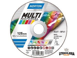 Disco da taglio MULTI MATERIAL per tutti i metalli 230x1.9 Norton (25pz)