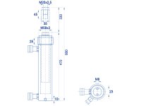 Cilindro idraulico a doppio effetto OMCN 369/A h.800mm, spinta 11ton, tiro 4ton