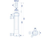 Cilindro idraulico a doppio effetto OMCN 369 h.445mm, spinta 11ton, tiro 4ton