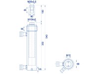 Cilindro idraulico a doppio effetto OMCN 369/D h.540mm, spinta 35ton, tiro 15ton