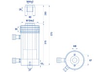 Cilindro idraulico a doppio effetto OMCN 367/I pistone forato h.570mm, spinta 24ton, tiro 14ton