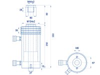 Cilindro idraulico a doppio effetto OMCN 367/H pistone forato h.330mm, spinta 24ton, tiro 14ton