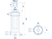 Cilindro idraulico semplice effetto pistone forato OMCN 366 ritorno a molla h.265mm, 12 Ton