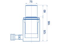 Cilindro idraulico universale semplice effetto OMCN 362/CM ritorno a molla h.185mm, 30 Ton