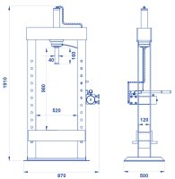 Pressa idraulica OMCN 154-E con pompa a mano ad 1 velocità, 10 ton