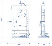 Pressa idraulica OMCN 154 IP con pompa idropneumatica a pedale, 10 ton