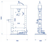 Pressa idraulica OMCN 155 IP con pompa idropneumatica a pedale, 15 ton