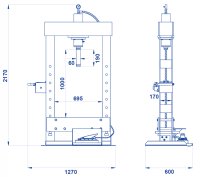 Pressa idraulica OMCN P30-SAIP con pompa idropneumatica a pedale, 30 ton