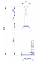 Sollevatore idraulico a bottiglia OMCN 127, alzata 515mm portata 10000 Kg