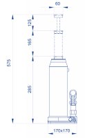 Sollevatore idraulico a bottiglia OMCN 129, alzata 575mm portata 20000 Kg