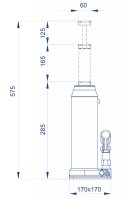 Sollevatore idraulico a bottiglia OMCN 129A, alzata 575mm portata 25000 Kg