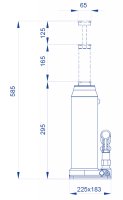 Sollevatore idraulico a bottiglia OMCN 130, alzata 585mm portata 30000 Kg