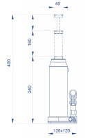 Sollevatore idraulico a bottiglia OMCN 125A, alzata 400mm portata 3000 Kg