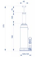 Sollevatore idraulico a bottiglia OMCN 126A, alzata 370mm portata 5000 Kg