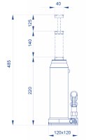 Sollevatore idraulico a bottiglia OMCN 126, alzata 485mm portata 5000 Kg