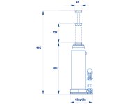 Sollevatore idraulico a bottiglia OMCN 125, alzata 325mm portata 3000 Kg