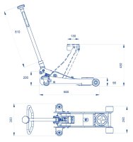 Sollevatore idraulico a carrello OMCN 3000 alzata 480mm portata 2000 Kg