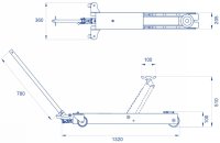 Sollevatore idraulico a carrello OMCN 1130 XR alzata mm portata 1500 Kg