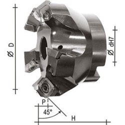 Fresa per spianatura 45° Z3 D.40 attacco D.16 per inserti ISO SEHT1204AFTN