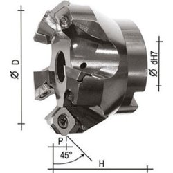 Fresa per spianatura 45° Z4 D.50 attacco D.22 per inserti ISO SEHT13T3AGSN