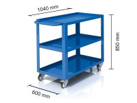 Carrello a 3 vasche Tecnotelai 1040x600x850mm Serie 2014, portata 300kg