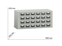 Cassettiera portaminuteria Tecnotelai 900x325x430mm con 24 cassetti in metallo