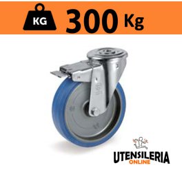 Ruota SIGMA ELASTIC 73 con rullo supporto NL foro e freno 300Kg