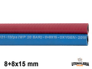 Tubo binato SALDOBIN/20RBL/ISO3821 ossigeno/acetilene 8+8x15mm (100mt)