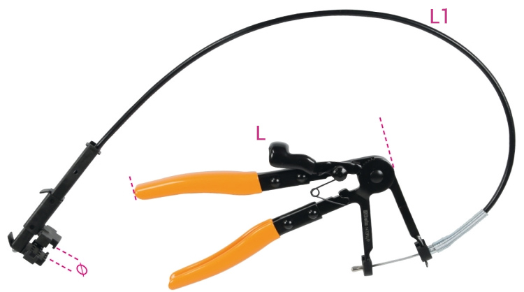 Schema tecnicopinza universale per fascette e anelli stringitubo Beta 1472PU/P
