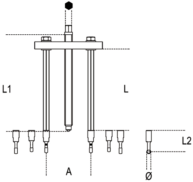 Schema tecnico estrattore cuscinetti sfera Beta 1547/C6