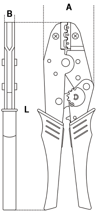 Schema tecnico pinza crimpatrice 1608 Beta