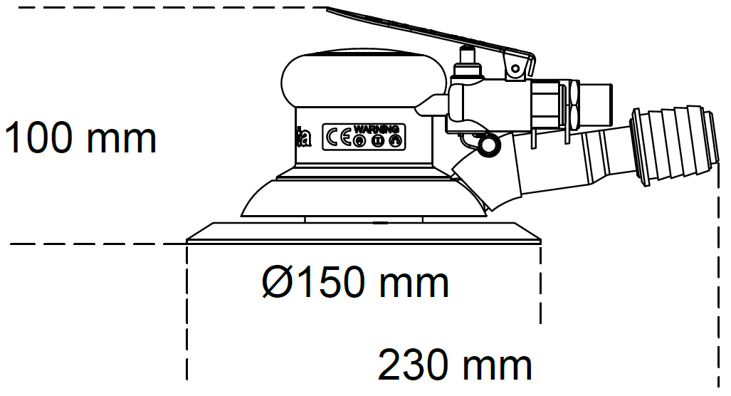 Schema tecnico levigatrice rotorbitale pneumatica 1937 Beta