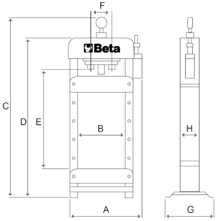 Schema tecnico pressa idraulica da banco Beta 3028 15