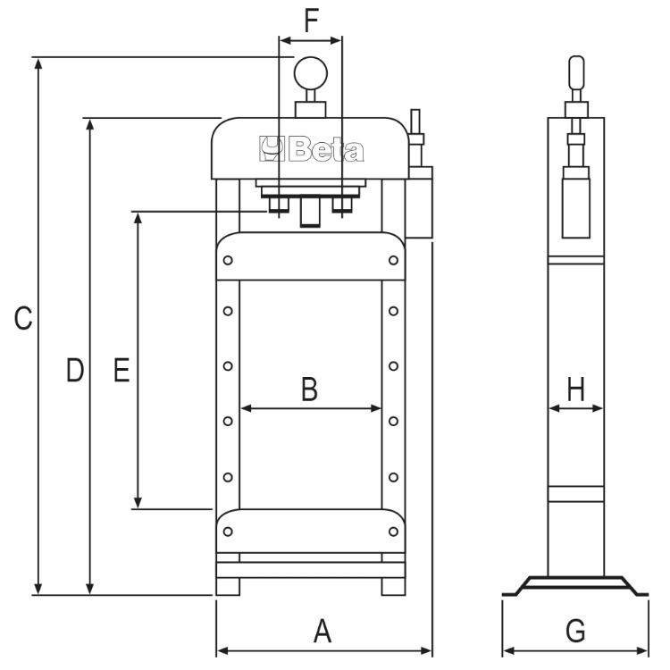 Schema tecnico pressa idraulica da banco Beta 3028 20