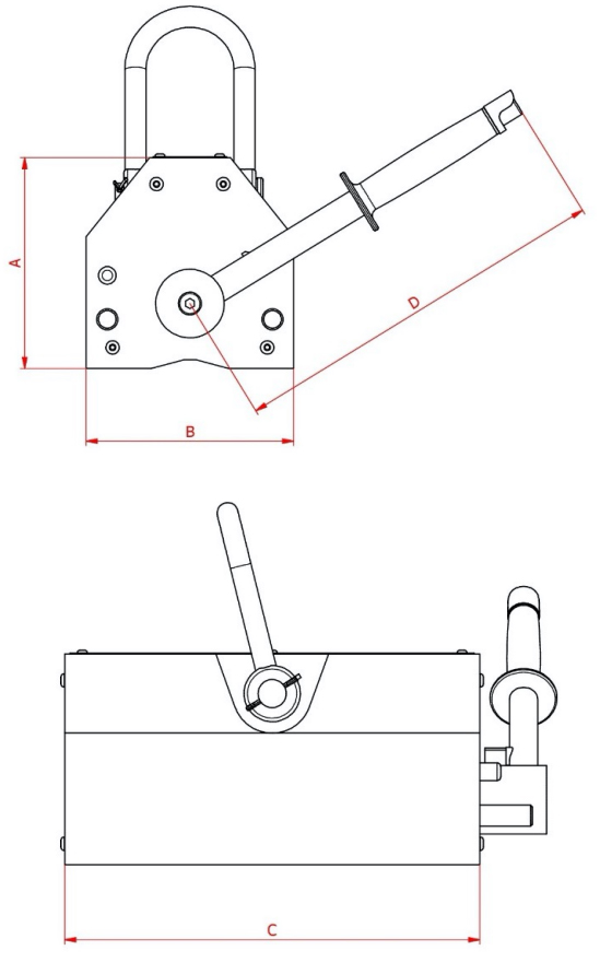 Schema tecnico sollevatore magnetico permanente Beta 8134