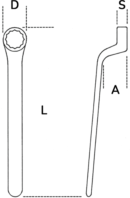 Schema tecnico chiave poligonale semplice 89MQ Beta