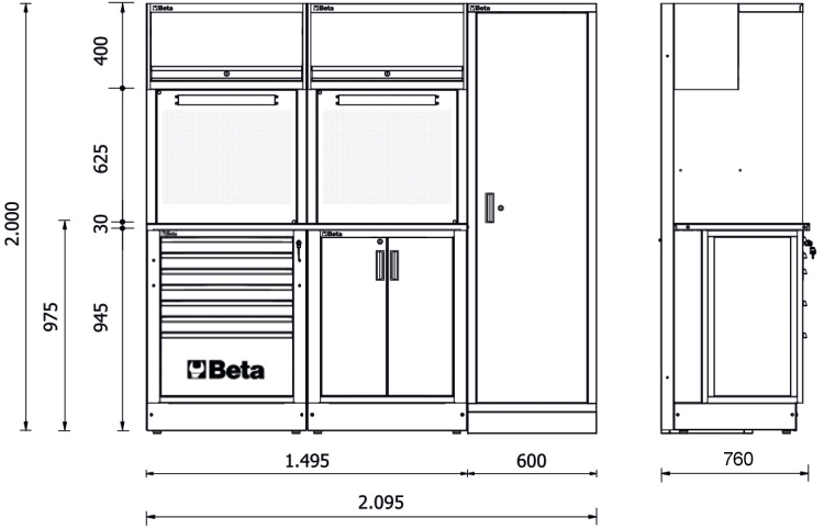 Schema tecnico arredamento officina Beta RSC55 2.0 D