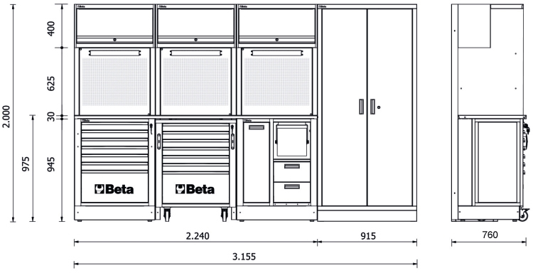 Schema tecnico arredamento officina Beta RSC55 2.0 D