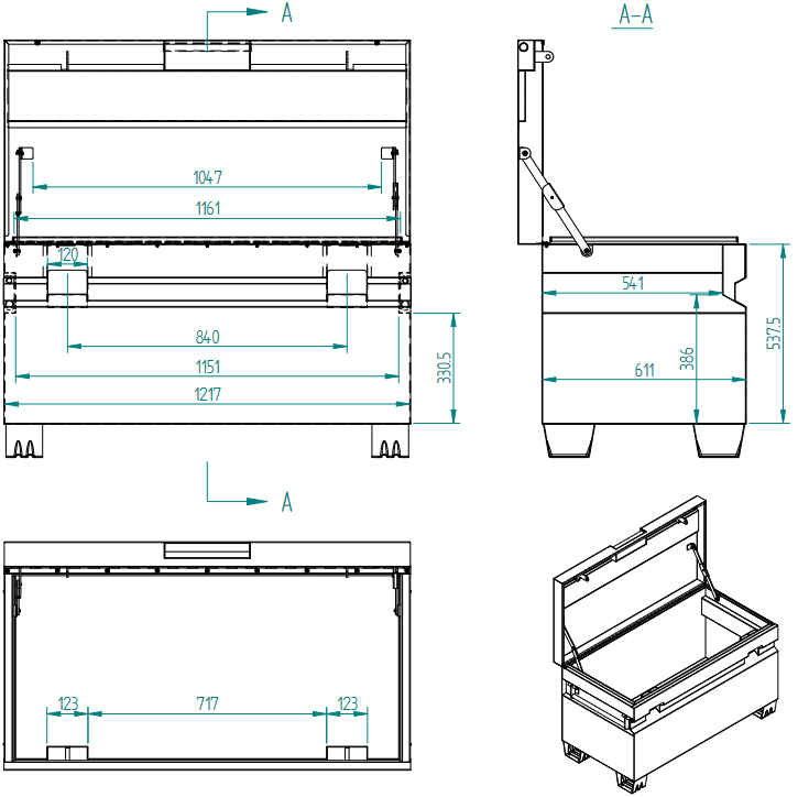 Beta schema tecnico baule portautensili C22PL