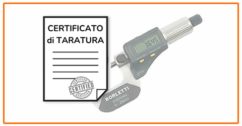 certificato taratura micrometri per esterni digitali