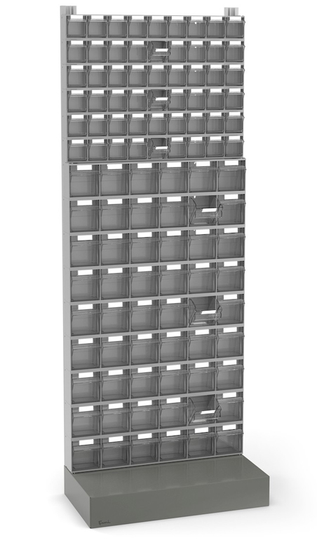 Dotazione scaffale porta minuteria Visual Box con base e 108 cassetti Fami