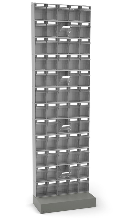 Dotazione scaffale porta minuteria Visual Box con base e 60 cassetti Fami