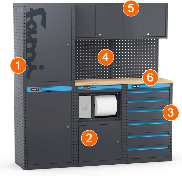 dotazione arredamento officina modulare Fami 391G09