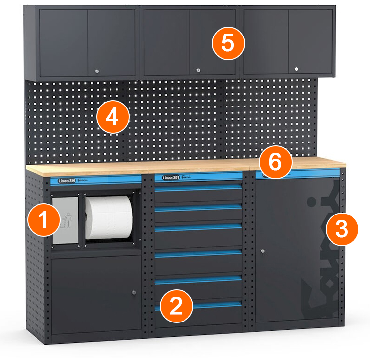 dotazione arredamento officina modulare Fami 391G10