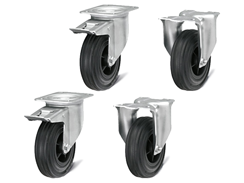 Kit ruote gomma standard Ø100 mm per carrelli Fami Bin Cart (4pz)  [FKRD1002107]