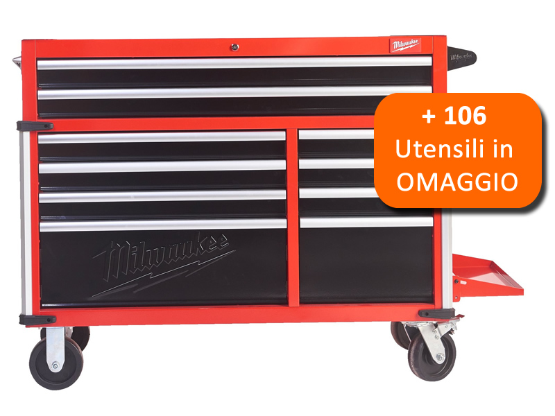 Carrello portautensili Milwaukee SRC46-1 a 10 cassetti, portata 1360 Kg + 106 utensili in OMAGGIO