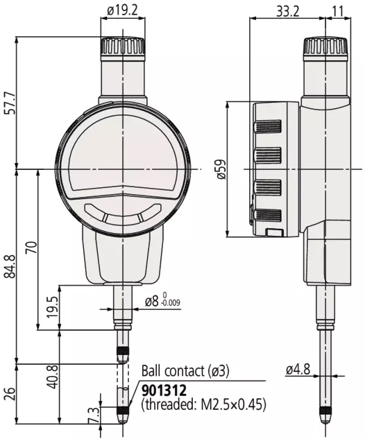 Schema tecnico comparatore Digimatic ID-C Mitutoyo