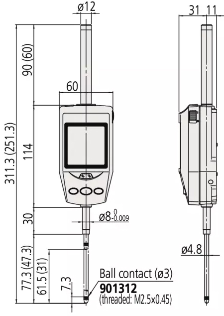 Schema tecnico comparatore Digimatic ID-H 30,4mmMitutoyo