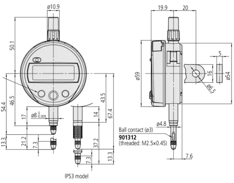 Schema tecnico comparatore Absolute Digimatic ID-S Mitutoyo