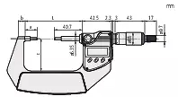 Schema tecnico micrometro digitale Serie 331 Mitutoyo